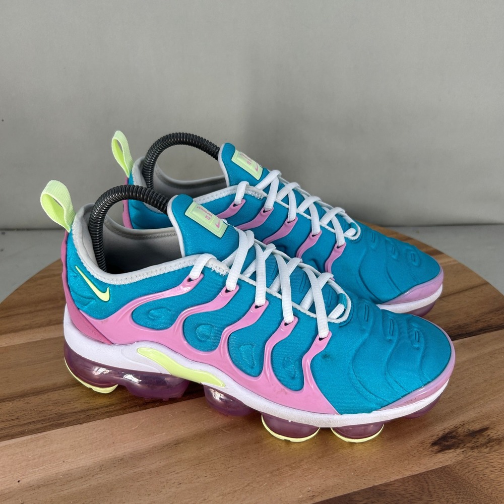 Nike Air VaporMax Plus Blue Pink Yellow CW7014-100 Womens 7.5 Running Shoes